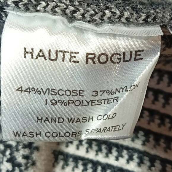 Haute Rogue front fringe western vibe houndstooth sweater mix print M - Picture 9 of 9